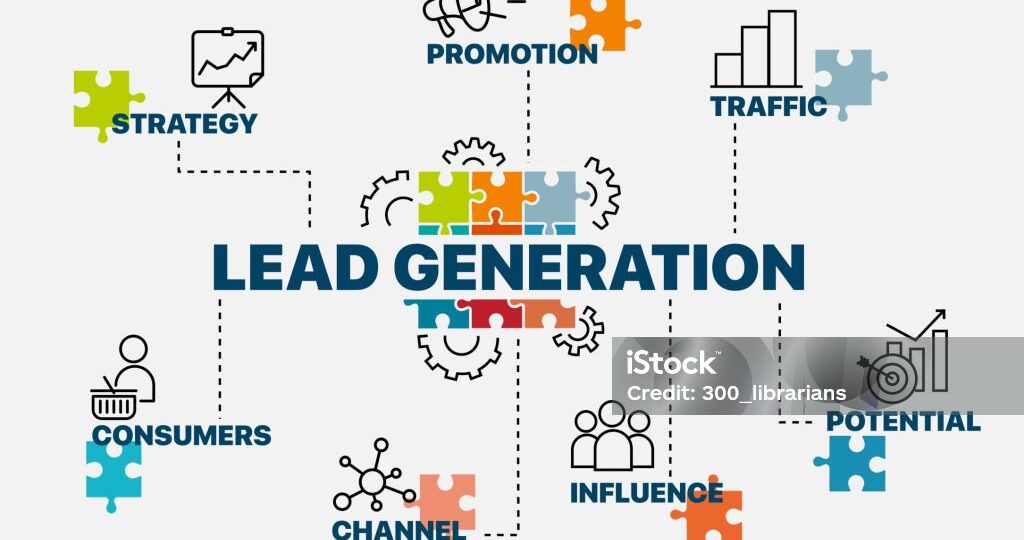 Lead generation concept. Infographics. Chart with keywords and icons. Lead generation vector illustration.